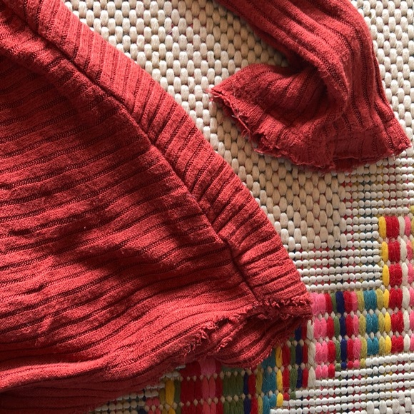 Free people slit back mock neck top - rust, small - Picture 2 of 6